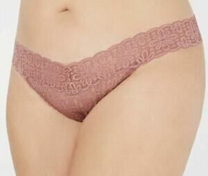 Jenni Intimates Flower All Over Lace 2 Pack Thong Underwear Mauve 1X-3X One Size